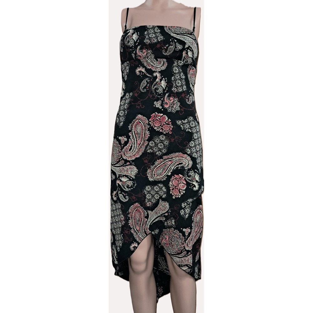 City Triangles Asymmetrical, Red, White and Black Paisley Vintage Dress, Small